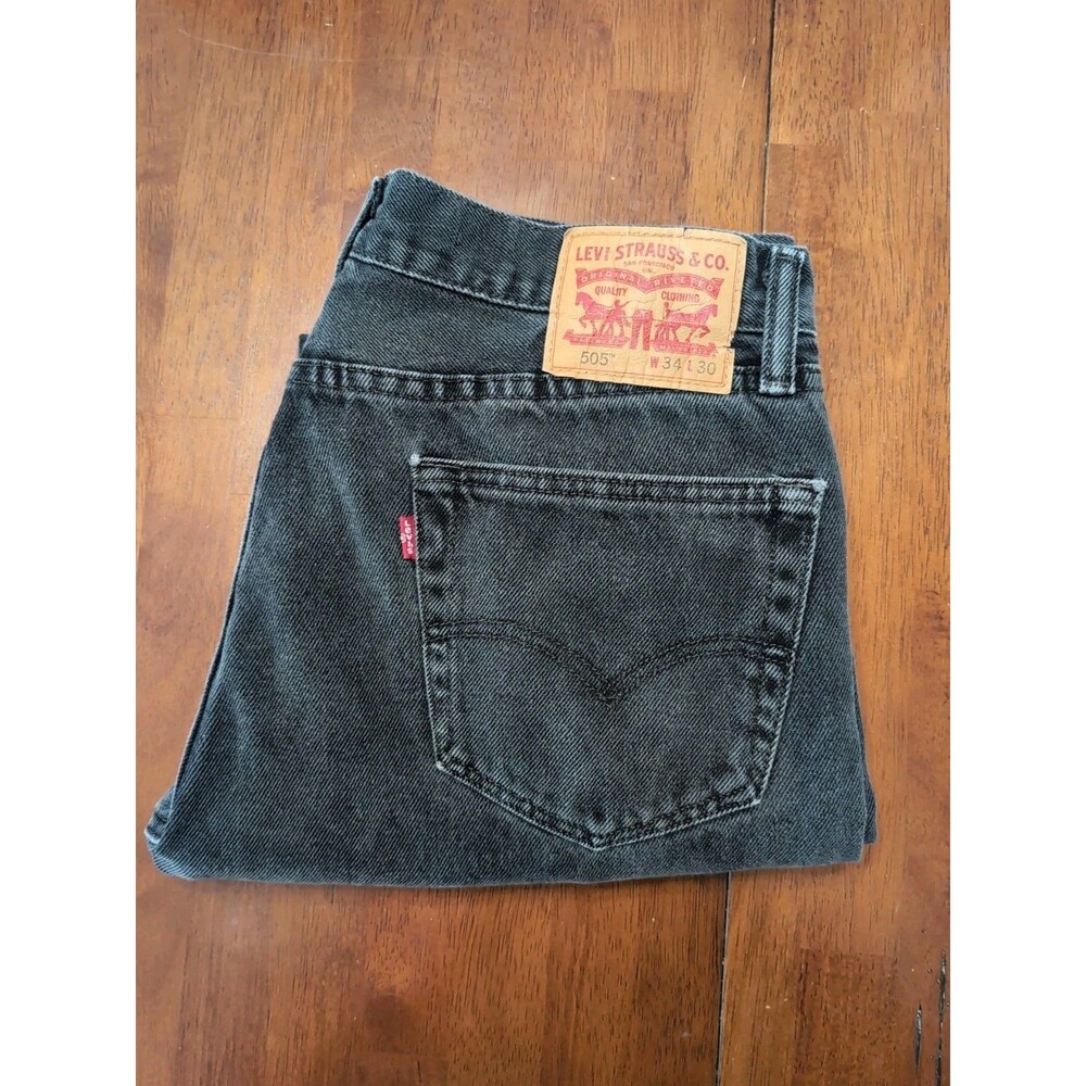 LEVI'S 505 Regular Straight Jeans MENS 34 x 30 (34x28) Black Medium Wash